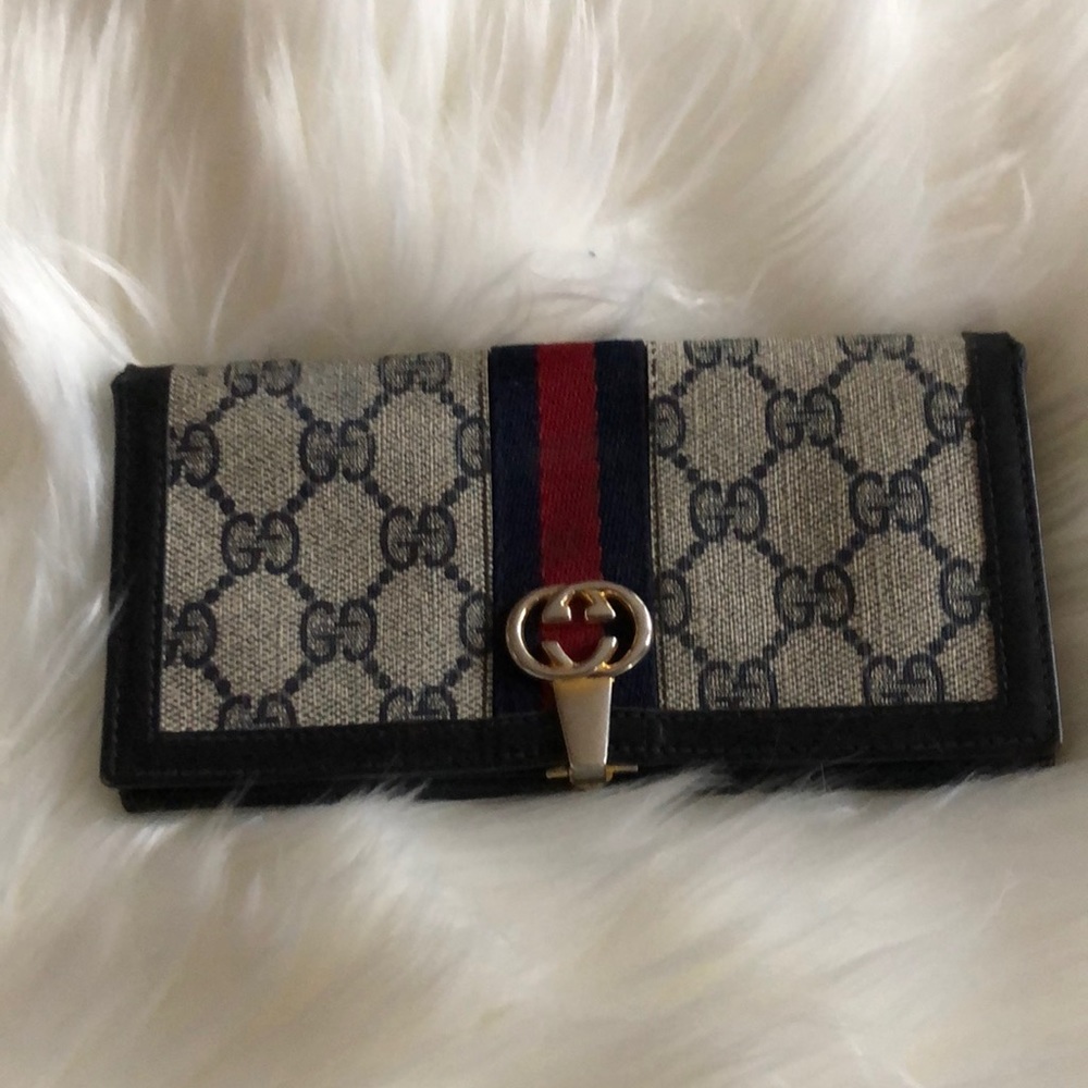 Vintage GG Supreme Blue Monogram Wallet